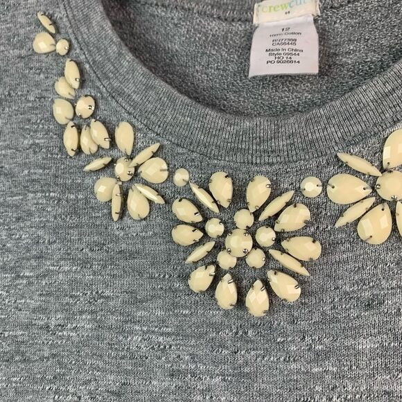 Crewcuts Girls Terry Pullover Beaded Necklace Jersey Short sleeve Dress Grey 12 - Picture 5 of 9